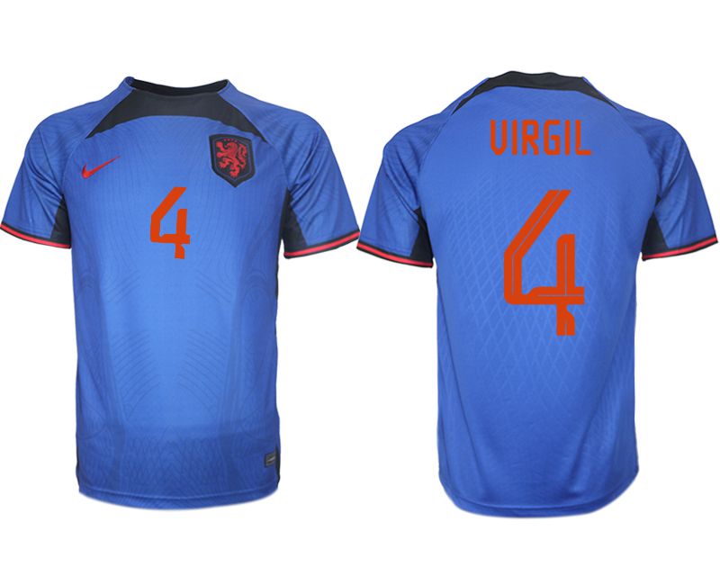 Men 2022 World Cup National Team Netherlands away aaa version blue 4 Soccer Jersey